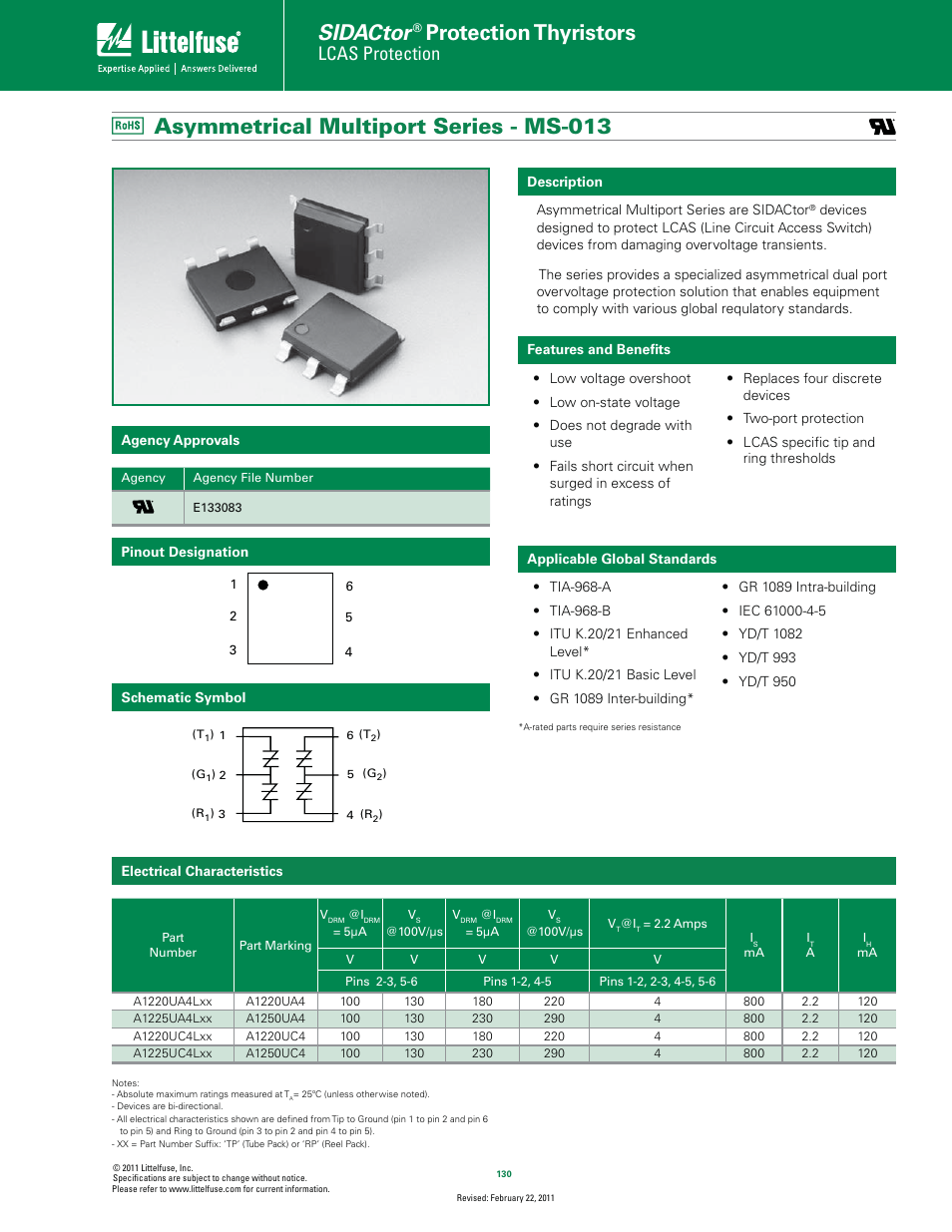 Littelfuse Asymmetrical Multiport Series MS-013 User Manual | 4 pages