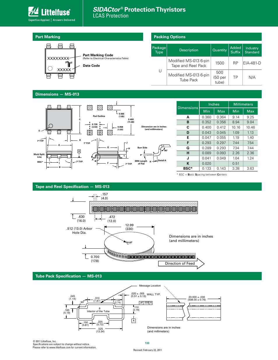 Sidactor, Protection thyristors, Lcas protection | Littelfuse Asymmetrical Multiport Series MS-013 User Manual | Page 4 / 4