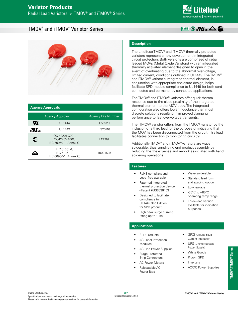 Littelfuse iTMOV Varistor Series User Manual | 8 pages