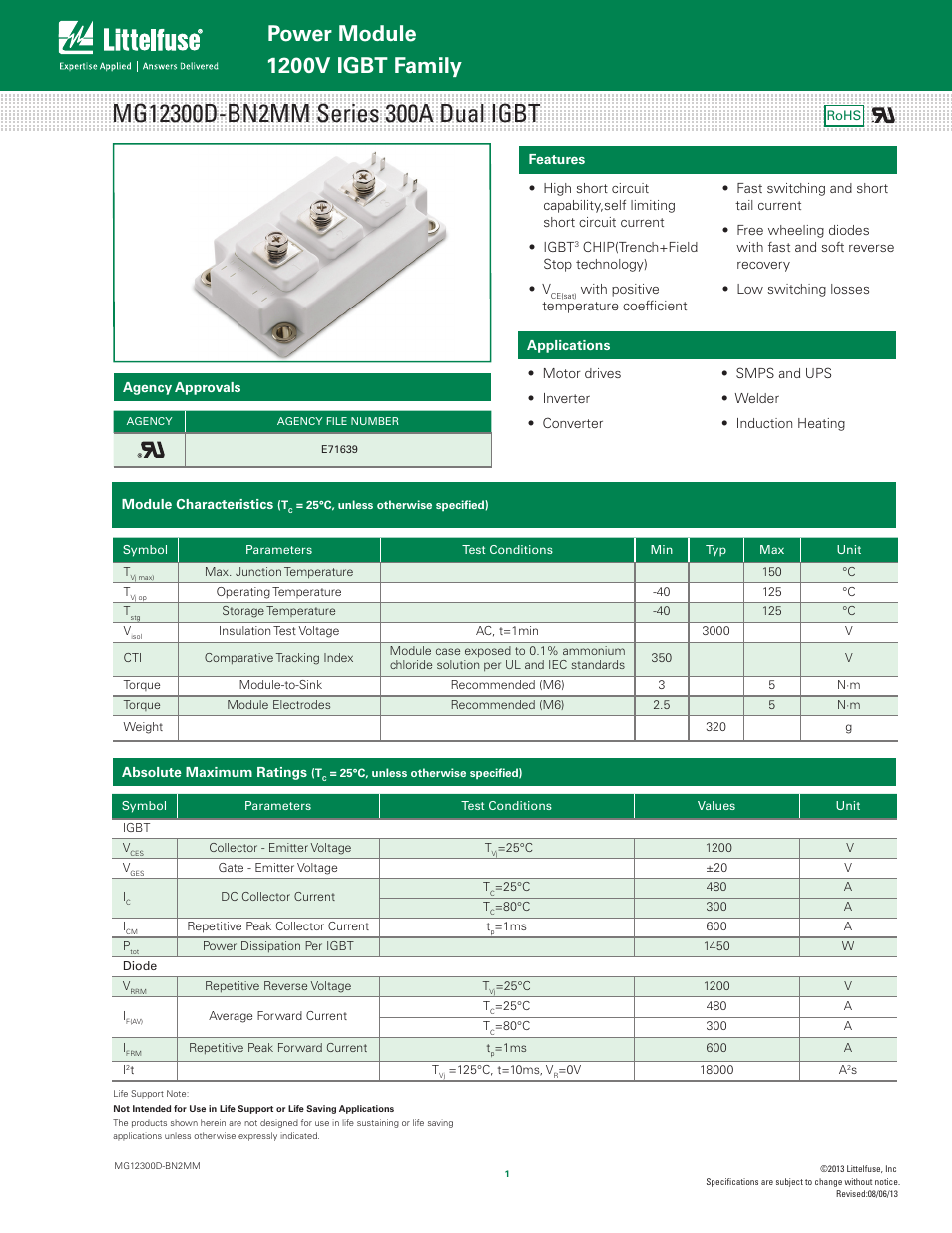 Littelfuse MG12300D-BN2MM Series User Manual | 5 pages