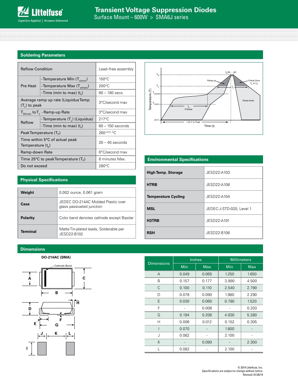 Transient voltage suppression diodes, Surface mount – 600w > sma6j series | Littelfuse SMA6J Series User Manual | Page 4 / 5
