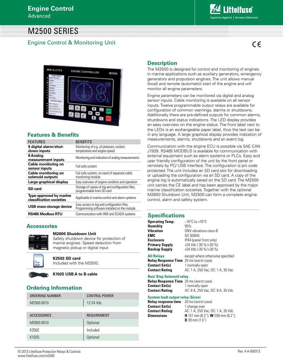 Littelfuse M2500 Series User Manual | 1 page