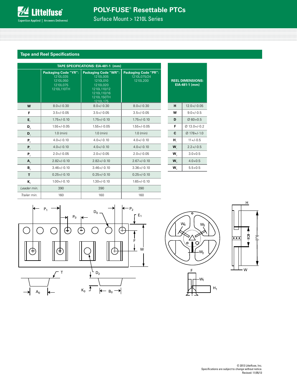 Poly-fuse, Resettable ptcs, Surface mount > 1210l series | Tape and reel specifications | Littelfuse 1210L Series User Manual | Page 6 / 6