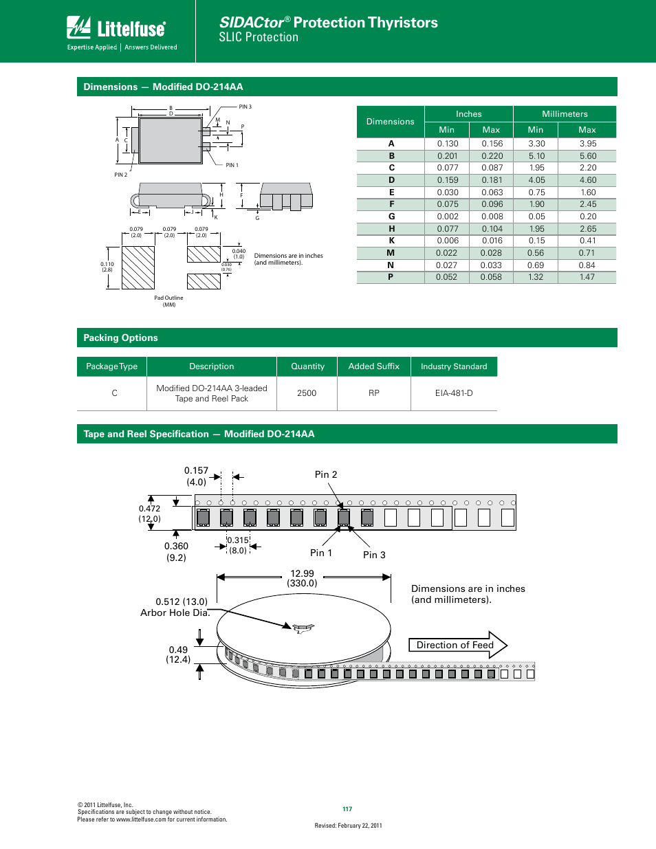 Sidactor, Protection thyristors, Slic protection | Littelfuse Battrax Series DO-214 User Manual | Page 4 / 4