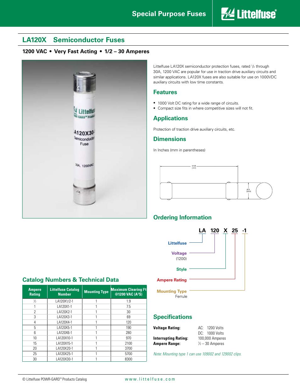 Littelfuse LA120X Series User Manual | 1 page