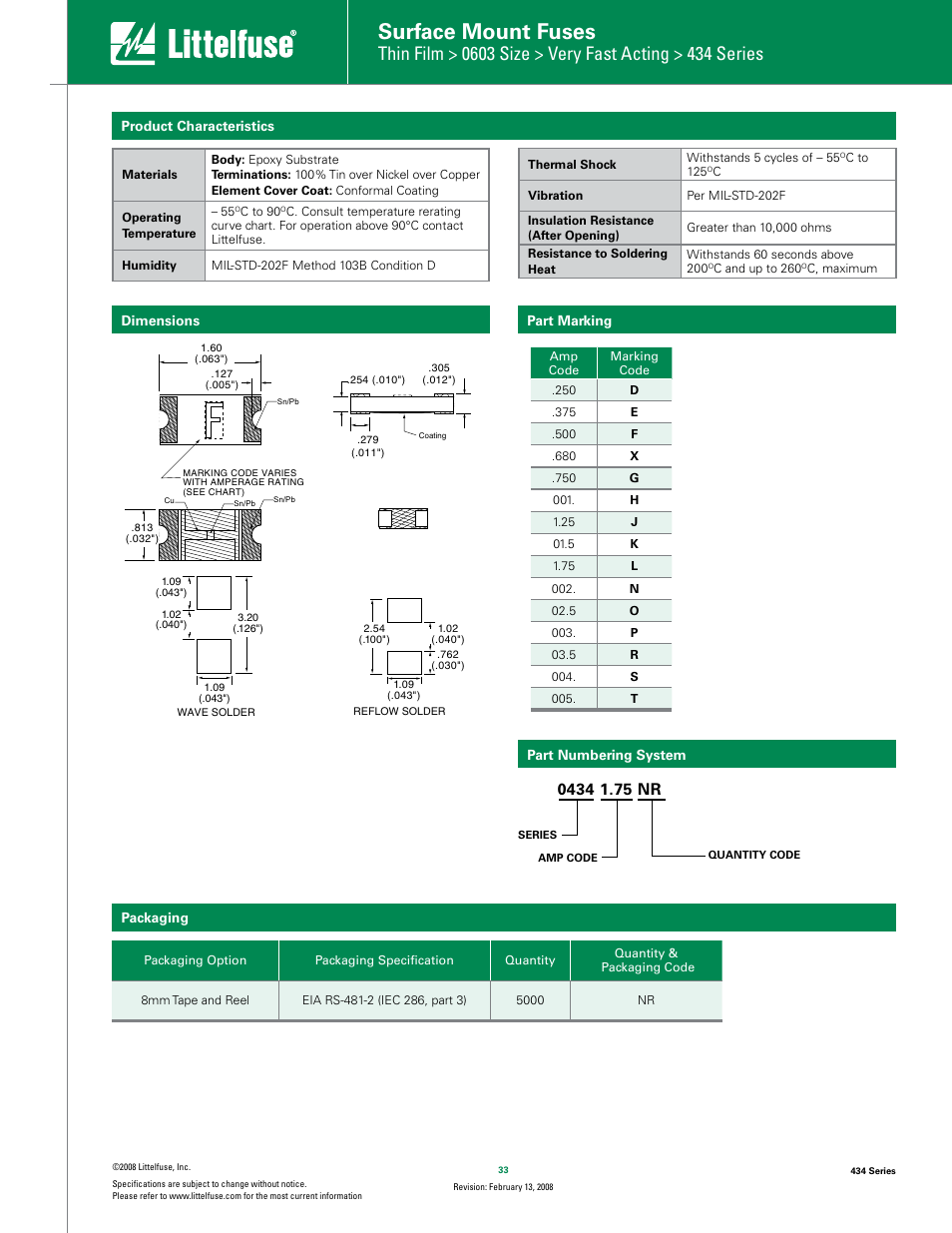 Surface mount fuses | Littelfuse 434 Series User Manual | Page 3 / 3