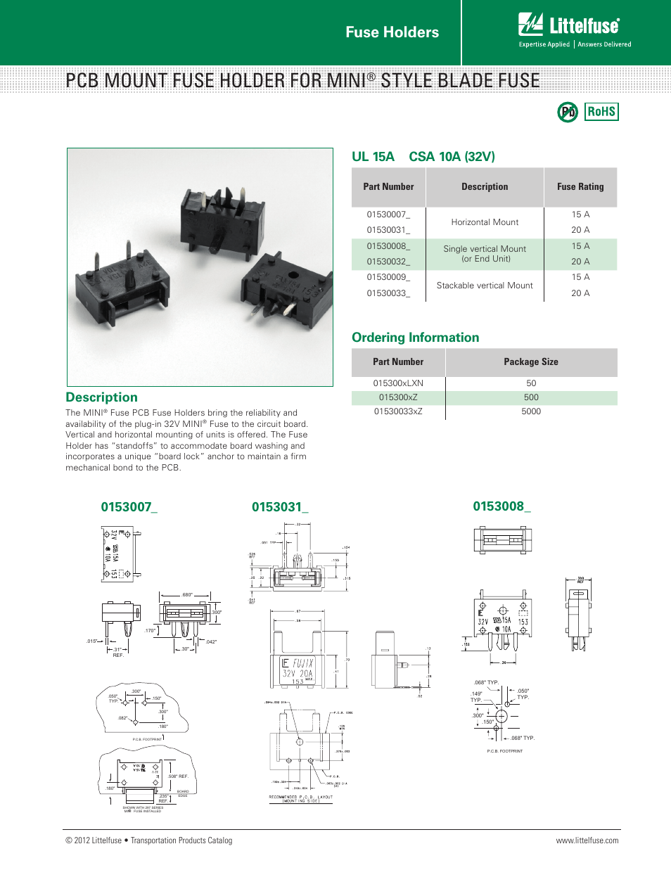 Littelfuse 153_PC Series User Manual | 2 pages