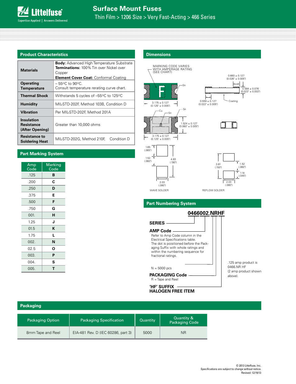 Surface mount fuses | Littelfuse 466 Series User Manual | Page 3 / 3