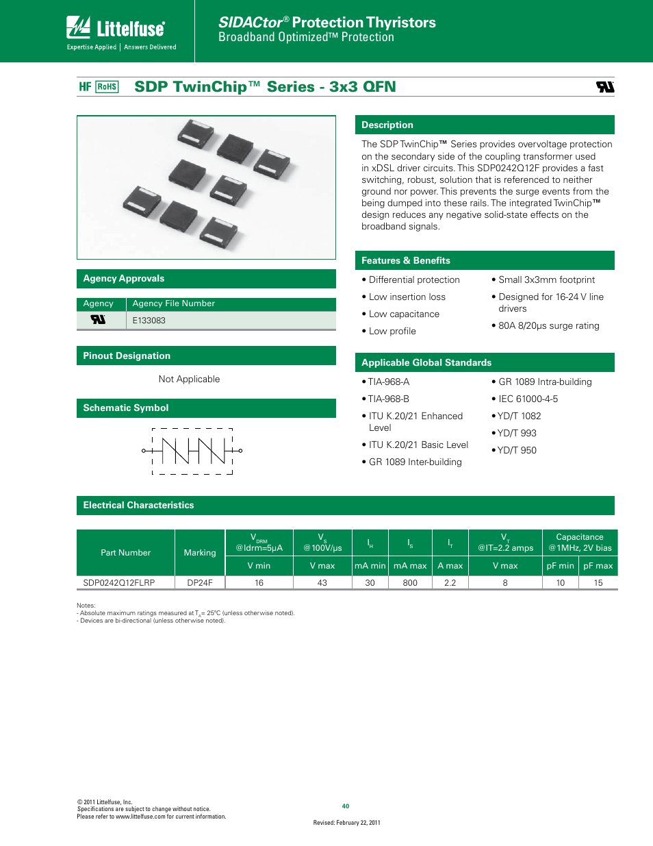 Littelfuse SDP TwinChip Series 3x3 QFN User Manual | 4 pages