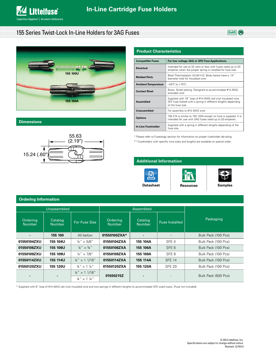 Littelfuse 155 Series User Manual | 1 page