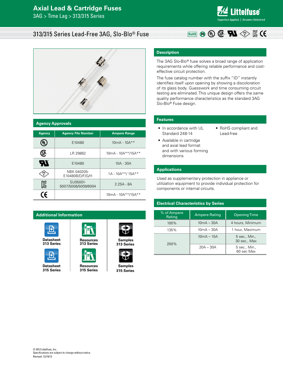 Littelfuse 313 Series User Manual | 4 pages