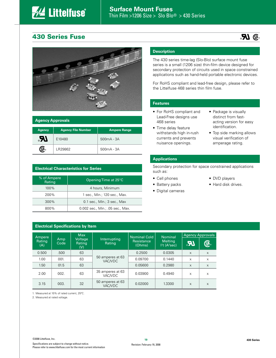 Littelfuse 430 Series User Manual | 3 pages