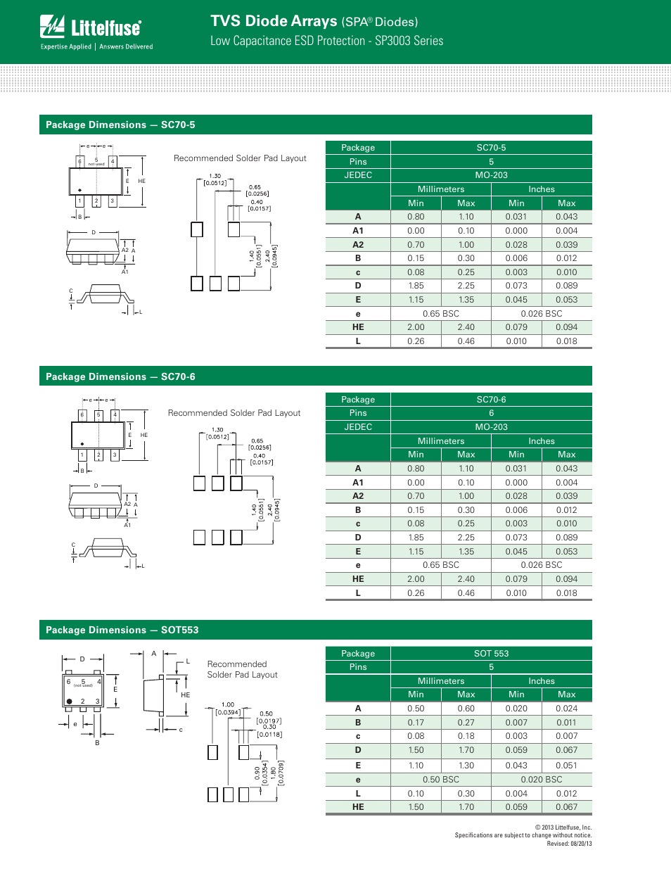 Tvs diode arrays, Low capacitance esd protection - sp3003 series, Diodes) | Littelfuse SP3003 Series User Manual | Page 4 / 7