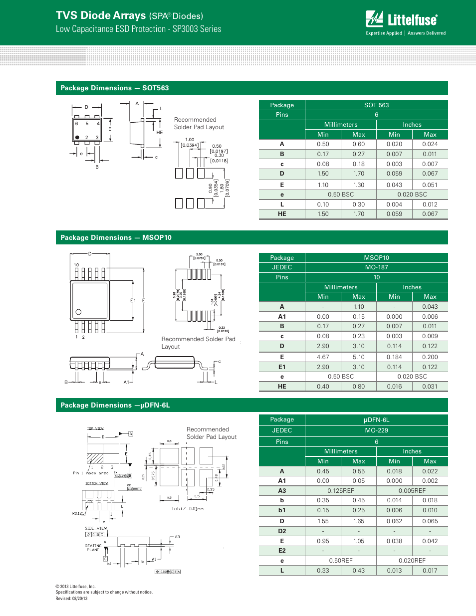 Tvs diode arrays, Low capacitance esd protection - sp3003 series, Diodes) | Littelfuse SP3003 Series User Manual | Page 5 / 7