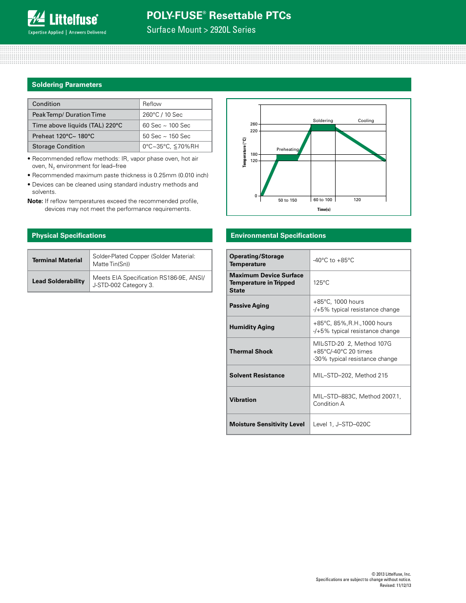 Poly-fuse, Resettable ptcs, Surface mount > 2920l series | Littelfuse 2920L Series User Manual | Page 3 / 6