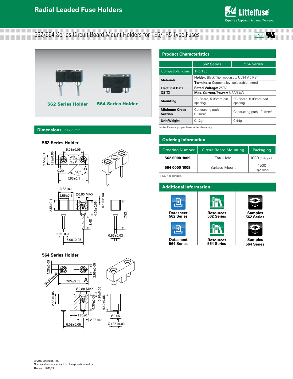 Littelfuse 564 Series User Manual | 1 page