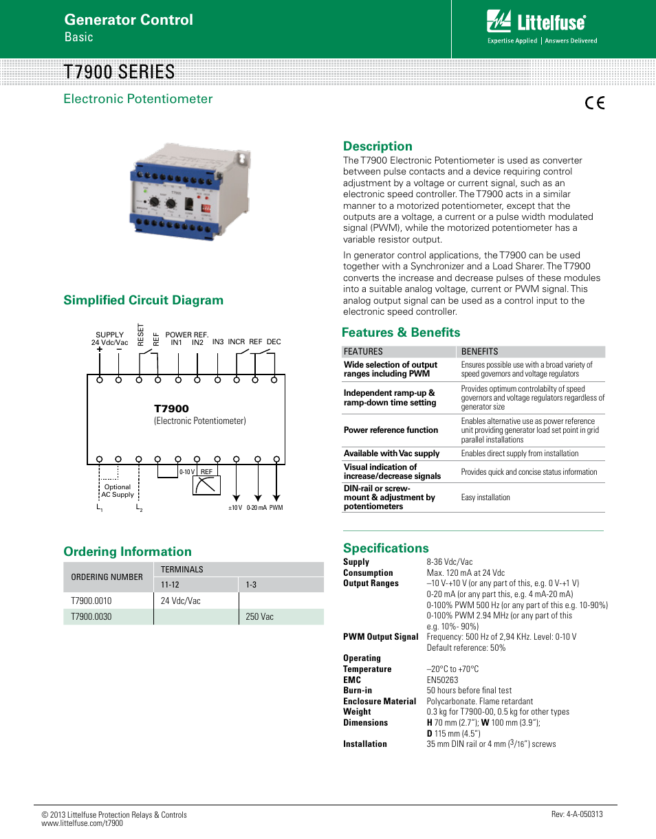 Littelfuse T7900 Series User Manual | 1 page