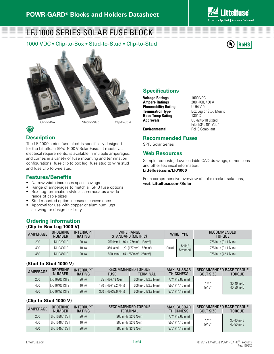 Littelfuse LFJ1000 Series User Manual | 4 pages