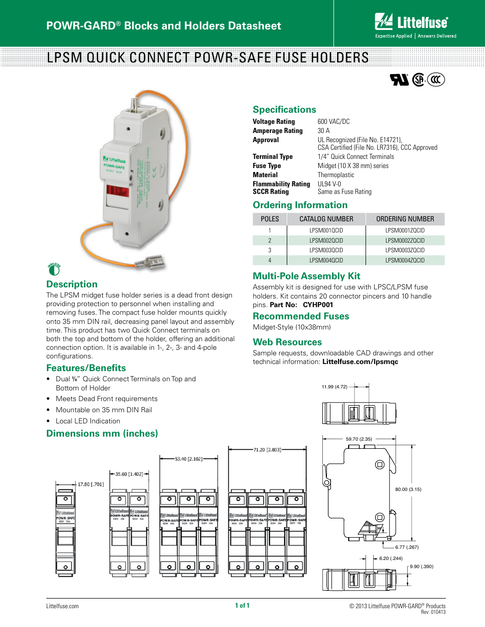 Littelfuse LPSM QC Series User Manual | 1 page