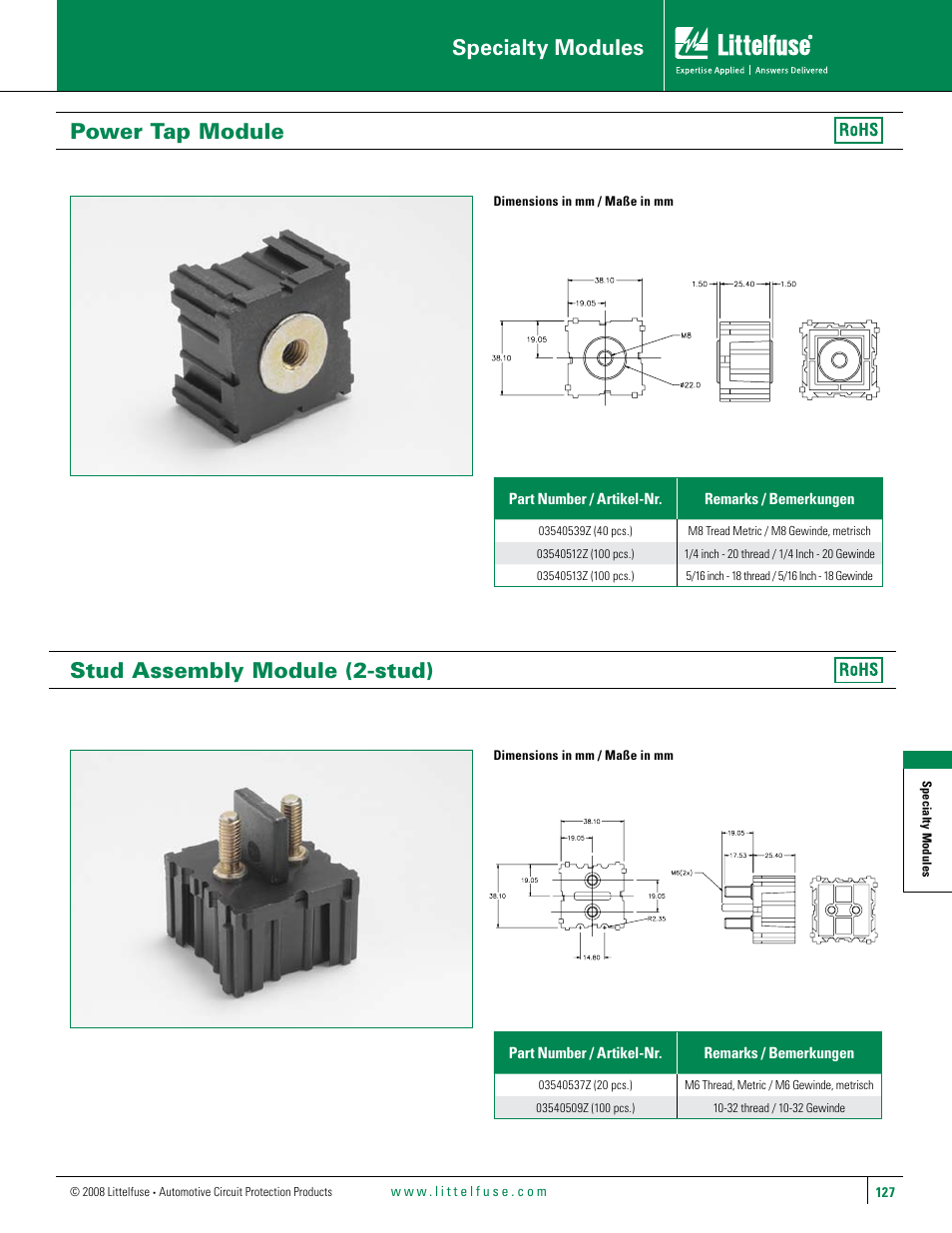 Littelfuse Power Tap Module User Manual | 2 pages