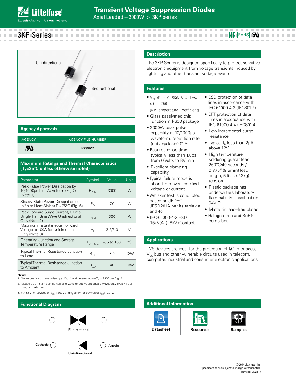 Littelfuse 3KP Series User Manual | 6 pages