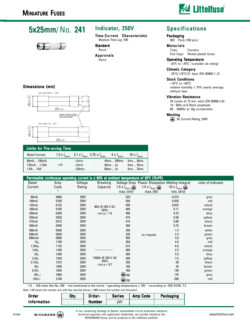 Littelfuse 241 User Manual | 2 pages