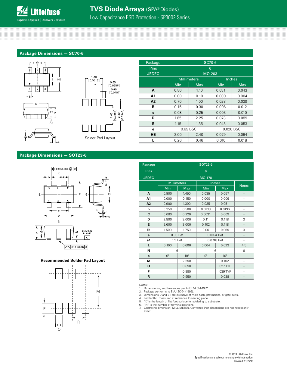 Tvs diode arrays, Low capacitance esd protection - sp3002 series, Diodes) | Littelfuse SP3002 Series User Manual | Page 4 / 6