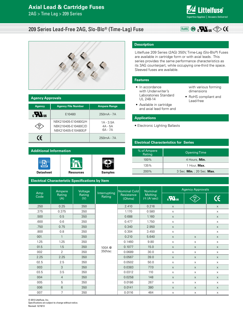 Littelfuse 209 Series User Manual | 3 pages