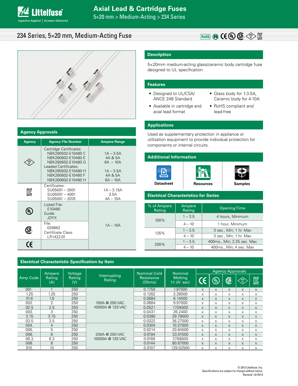 Littelfuse 234 Series User Manual | 3 pages