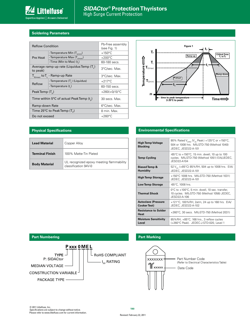 Sidactor, Protection thyristors, High surge current protection | P xxx 0 me l | Littelfuse 5kA Series TO-218 User Manual | Page 3 / 4