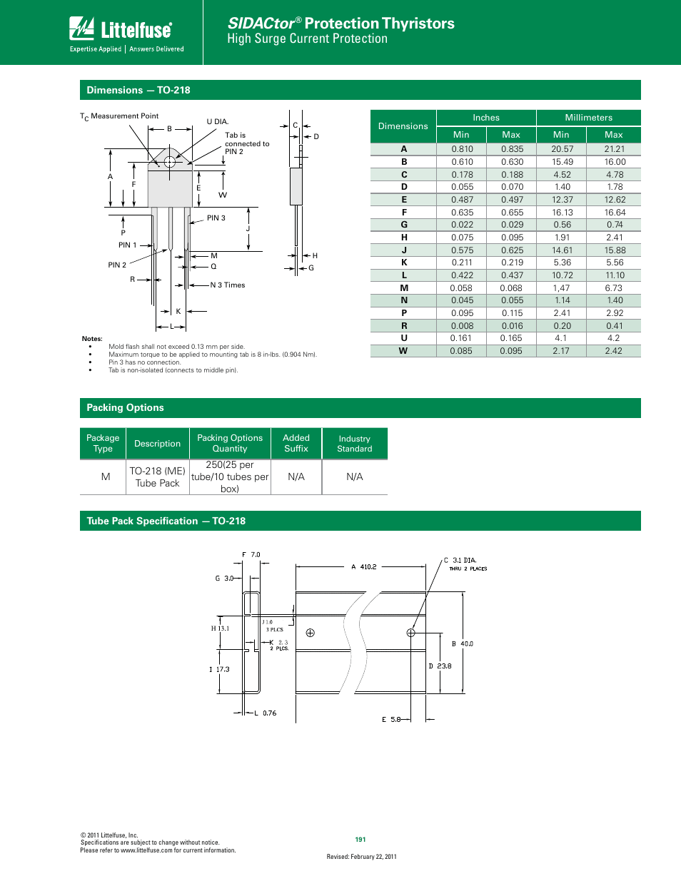 Sidactor, Protection thyristors, High surge current protection | Littelfuse 5kA Series TO-218 User Manual | Page 4 / 4