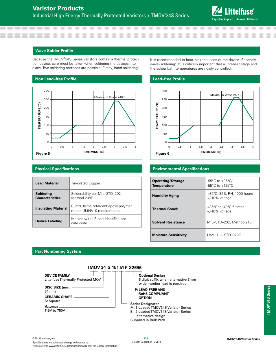 Varistor products, 34s series, Hi–en e rgy mo v’s | X2696 | Littelfuse TMOV 34S Varistor Series User Manual | Page 7 / 8