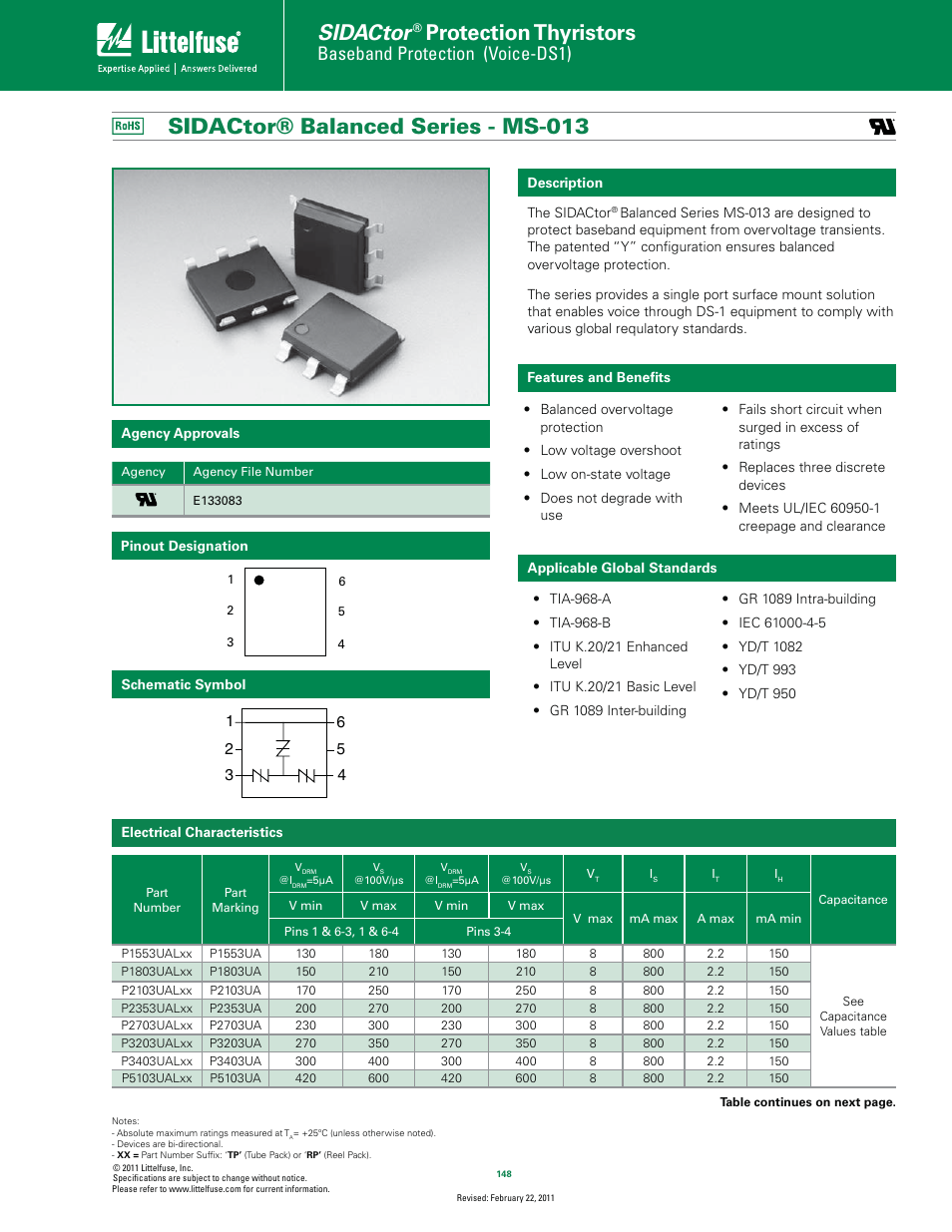 Littelfuse SIDACtor Series MS-013 User Manual | 5 pages
