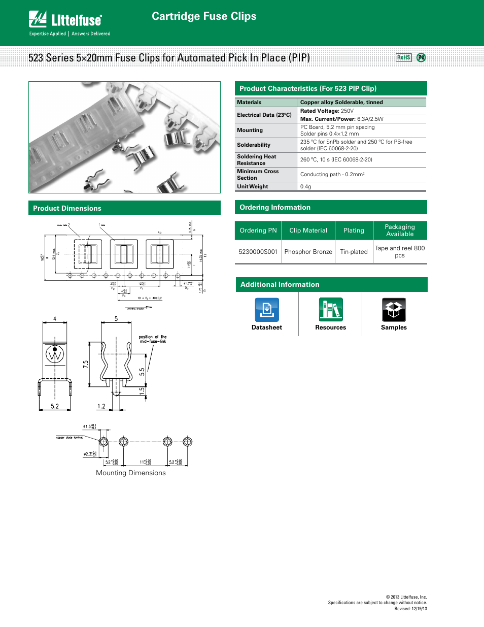 Littelfuse 523 Series User Manual | 1 page