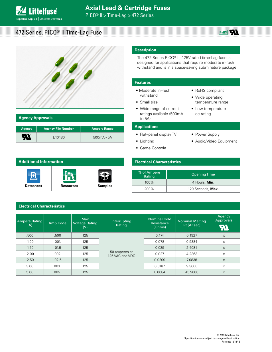 Littelfuse 472 Series User Manual | 3 pages