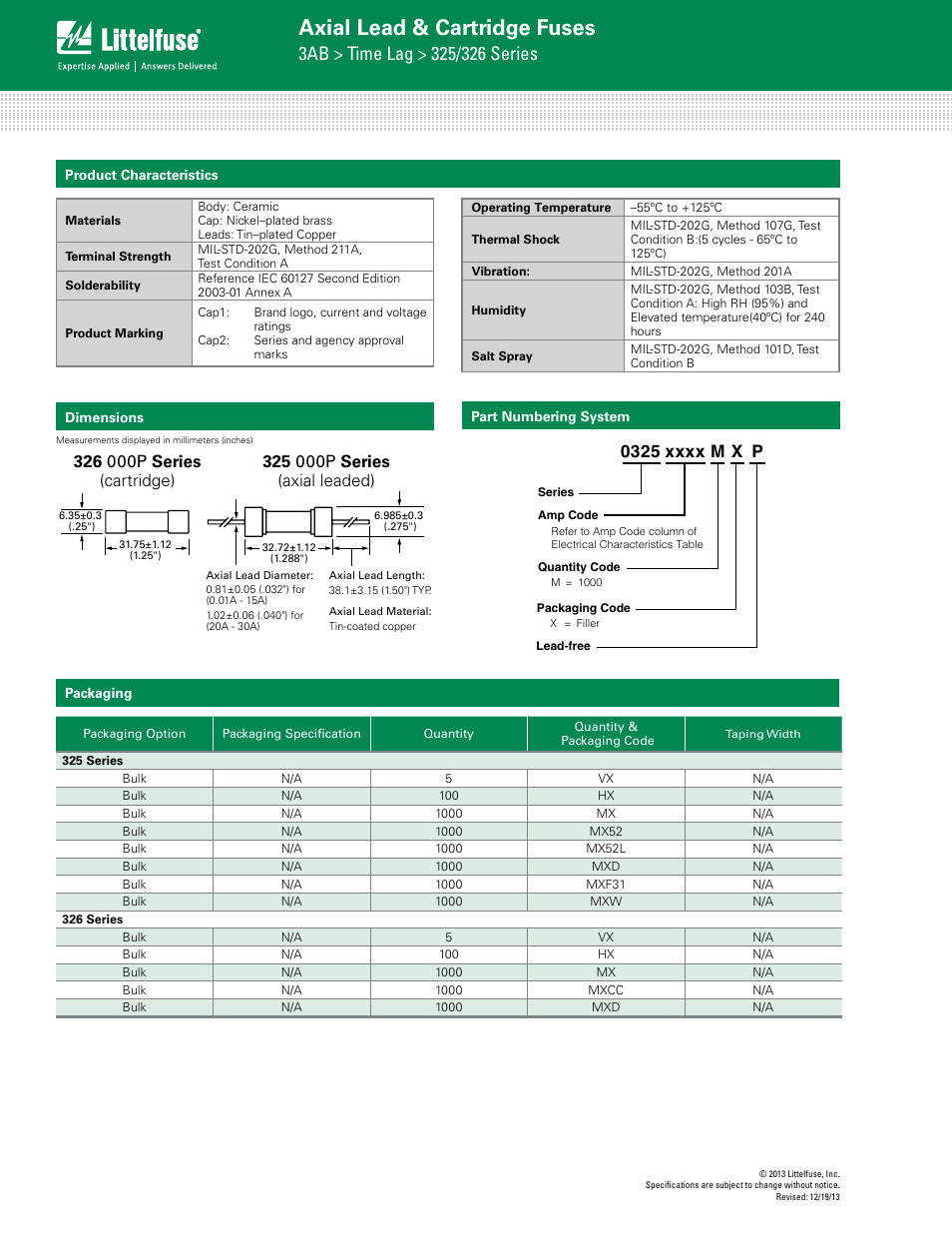 Axial lead & cartridge fuses | Littelfuse 325 Series User Manual | Page 4 / 4