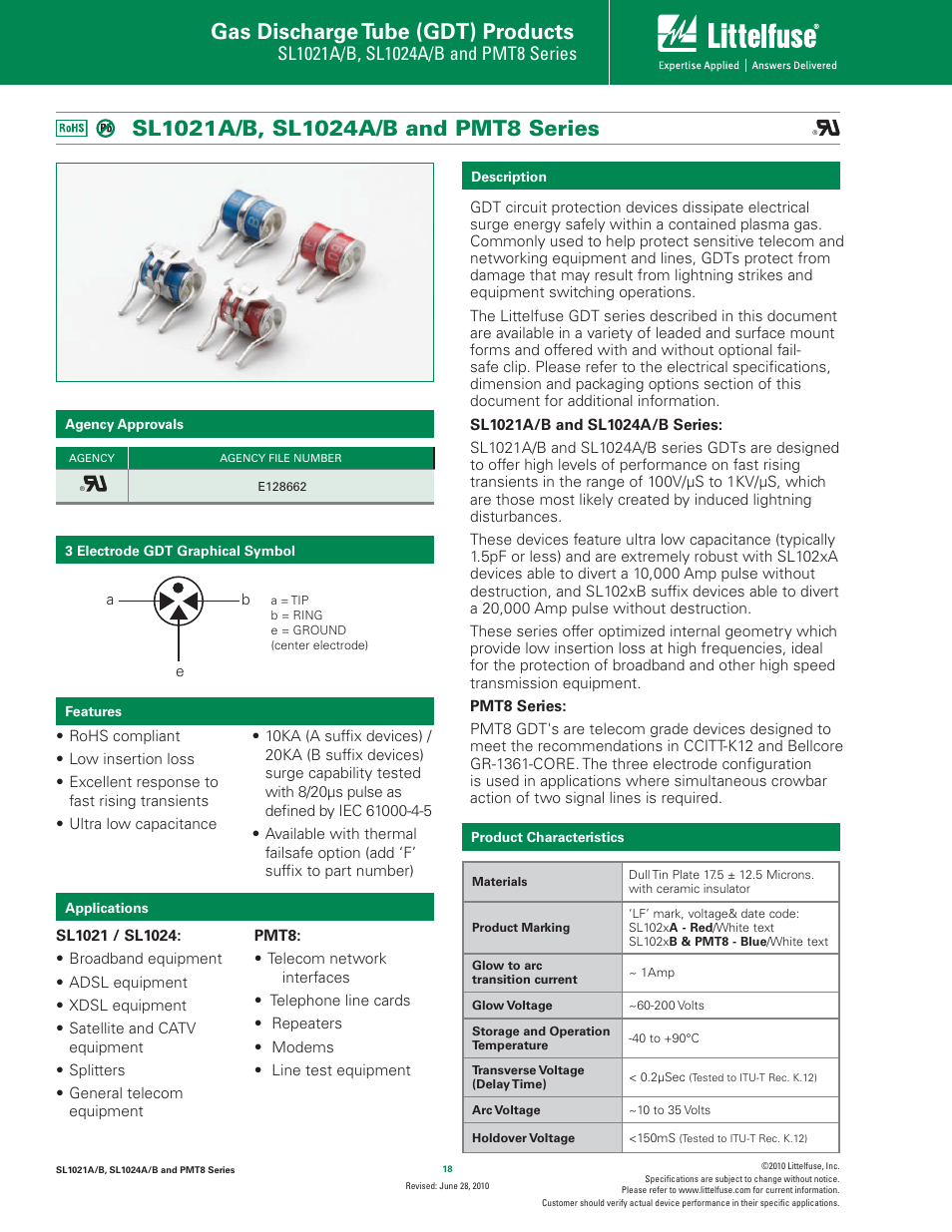 Littelfuse SL1024A_B Series User Manual | 5 pages