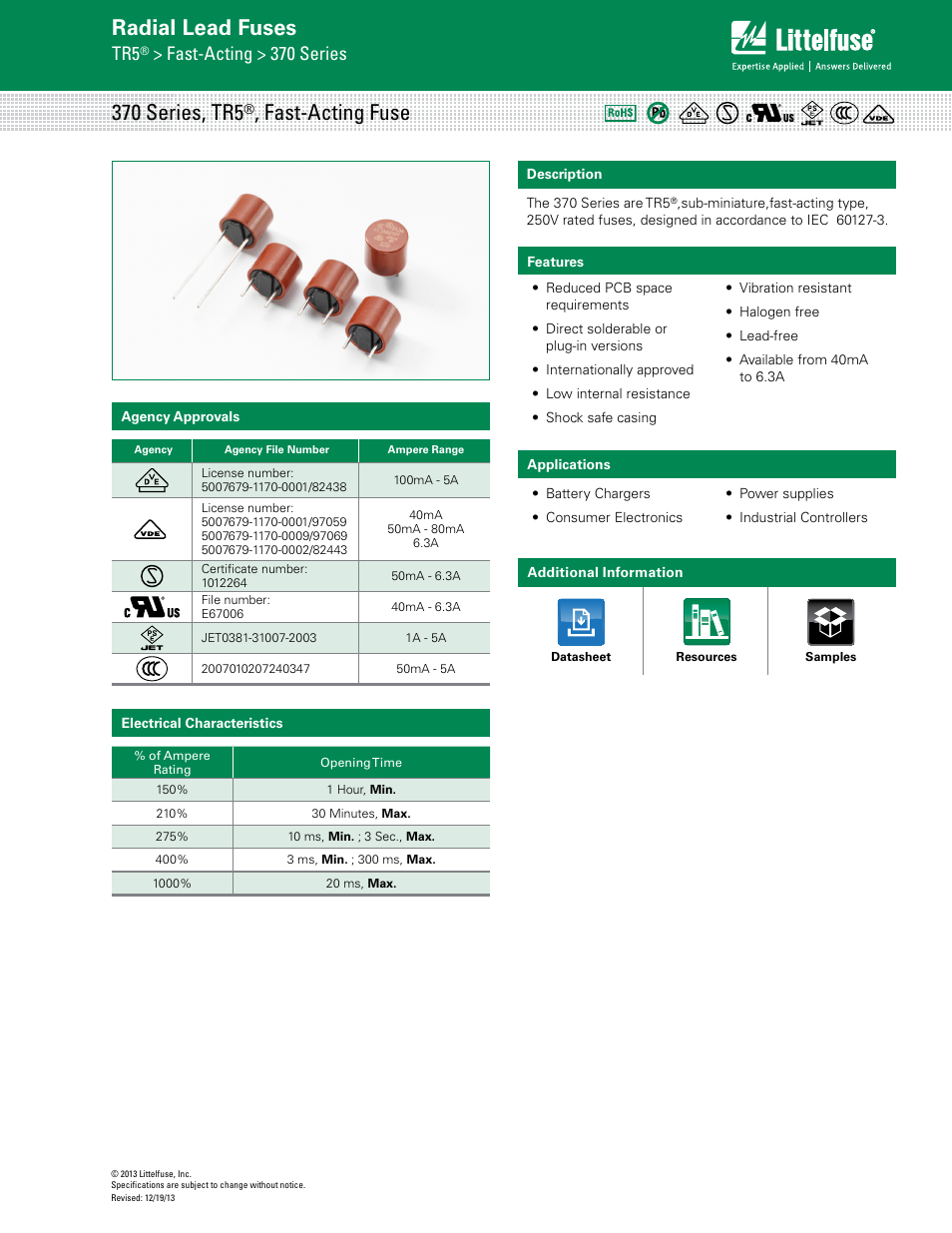 Littelfuse 370 Series User Manual | 3 pages