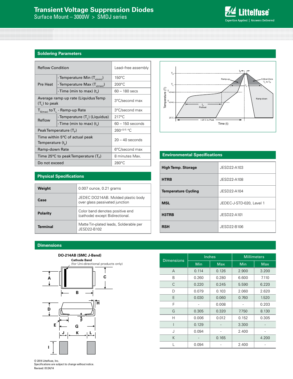 Transient voltage suppression diodes, Surface mount – 3000w > smdj series | Littelfuse SMDJ Series User Manual | Page 5 / 6