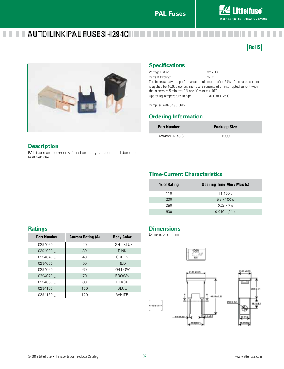 Littelfuse 294C Series User Manual | 1 page