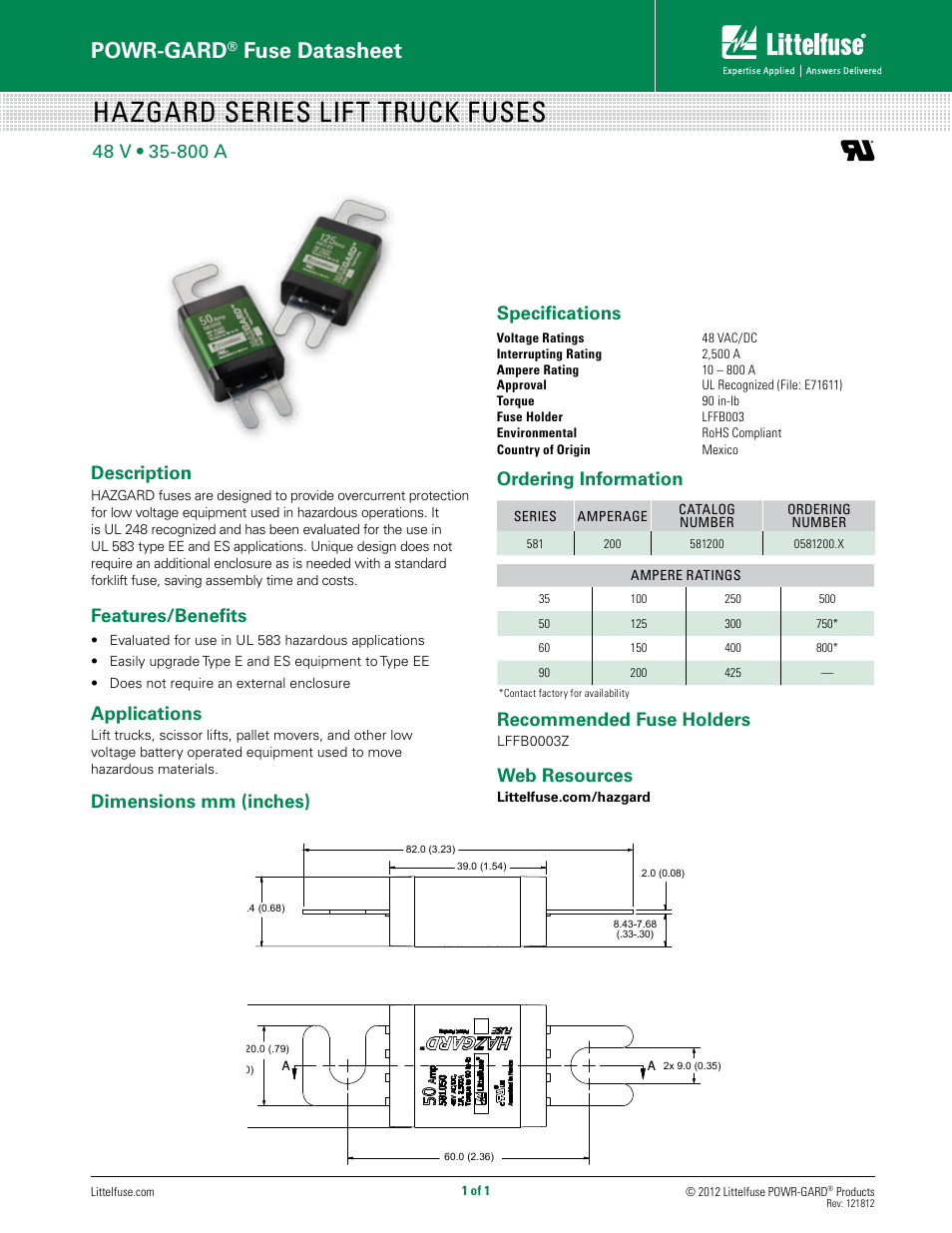 Littelfuse HAZGARD Series User Manual | 1 page