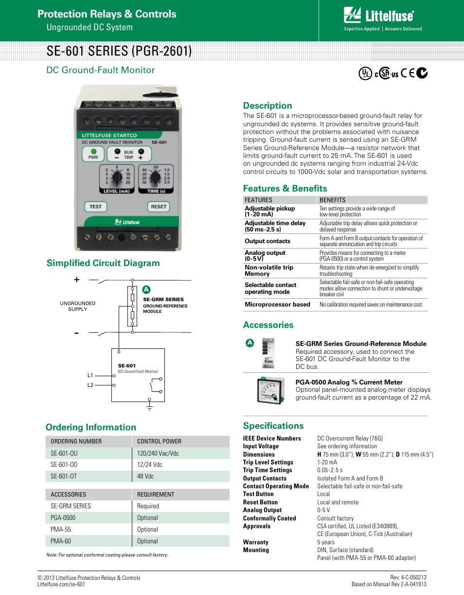 Littelfuse SE-601 Series User Manual | 1 page