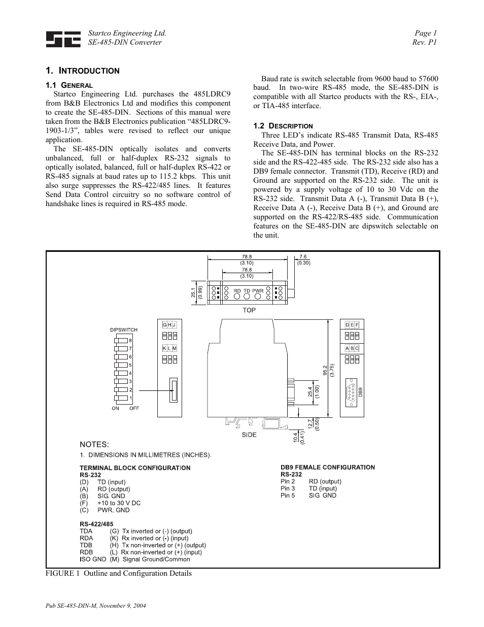 Introduction, 1 general, 2 description | Littelfuse SE-485-DIN Series User Manual | Page 5 / 8