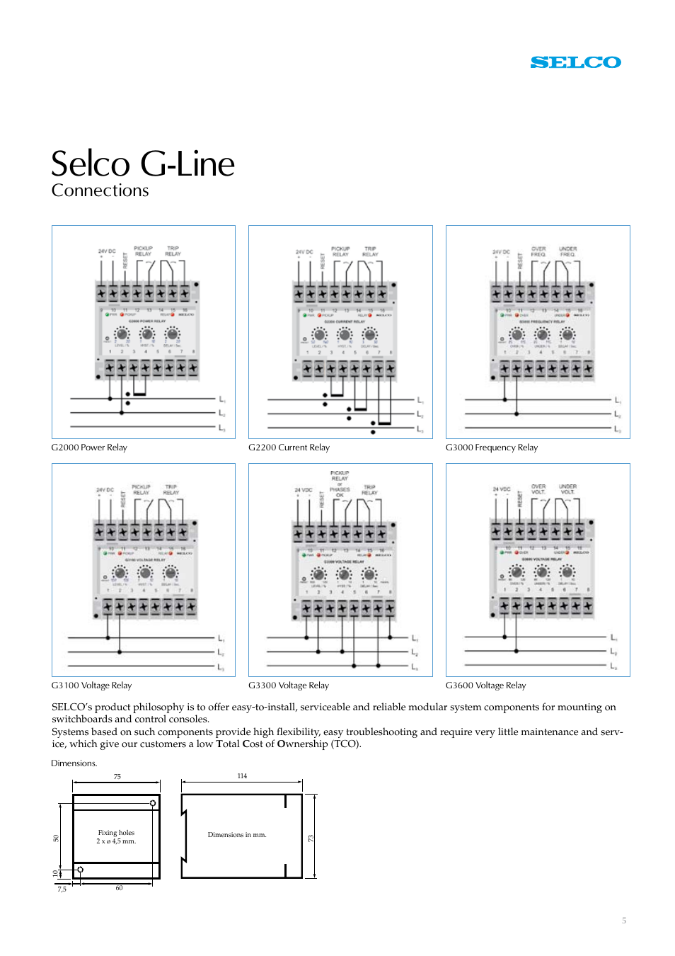 Selco g-line, Connections | Littelfuse G2200 Series User Manual | Page 5 / 6