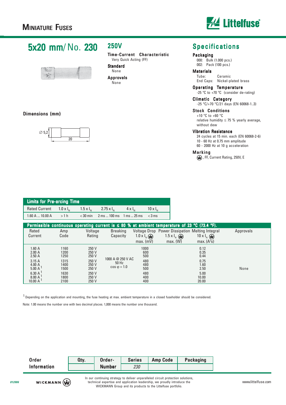 Littelfuse 230 Series User Manual | 2 pages