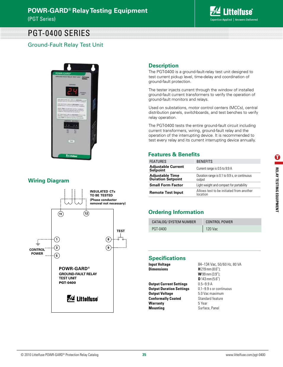 Littelfuse PGT-0400 Series User Manual | 1 page