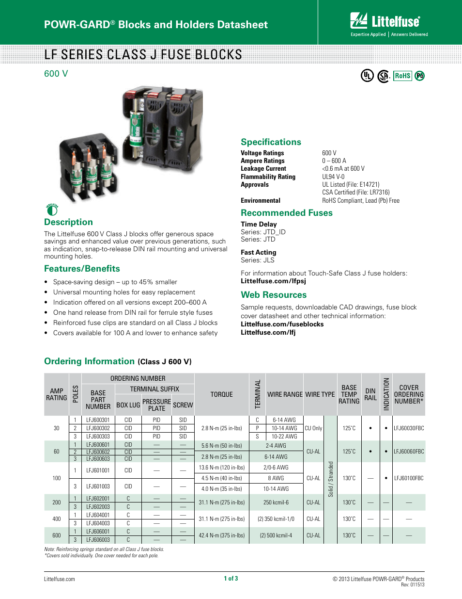 Littelfuse LFJ Series User Manual | 3 pages