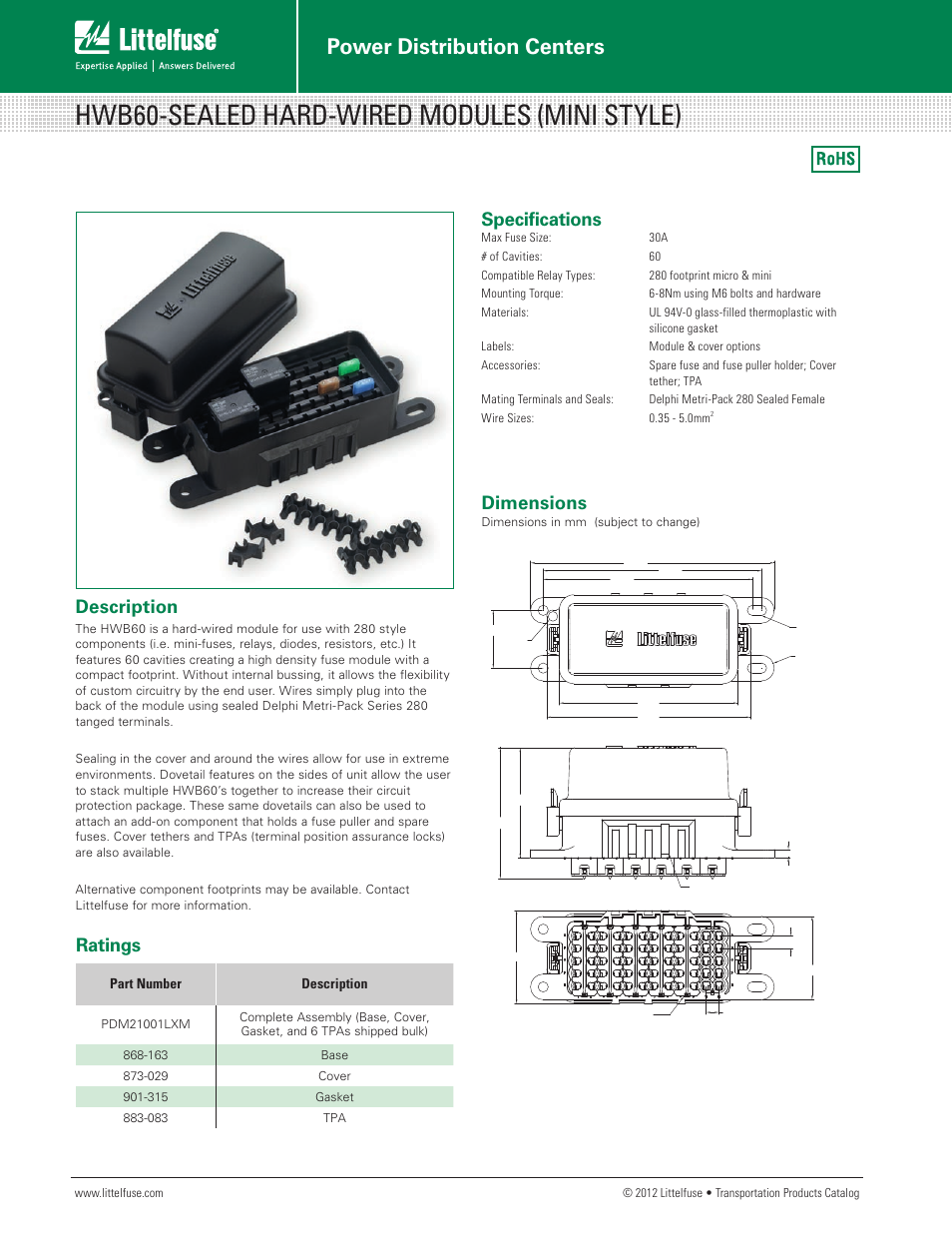 Littelfuse HWB60 Series User Manual | 1 page