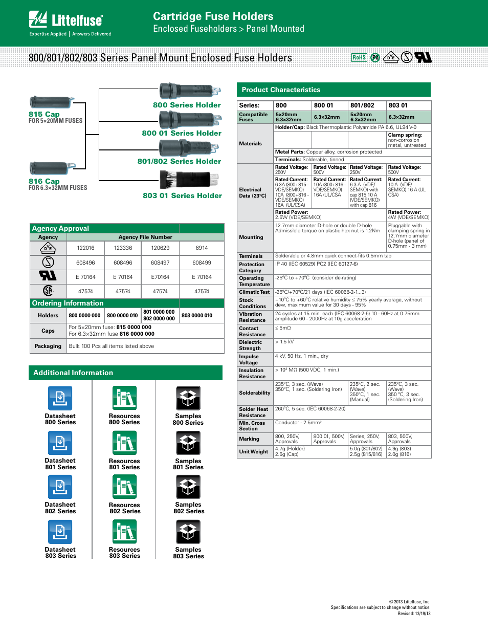 Littelfuse 816 Series User Manual | 2 pages