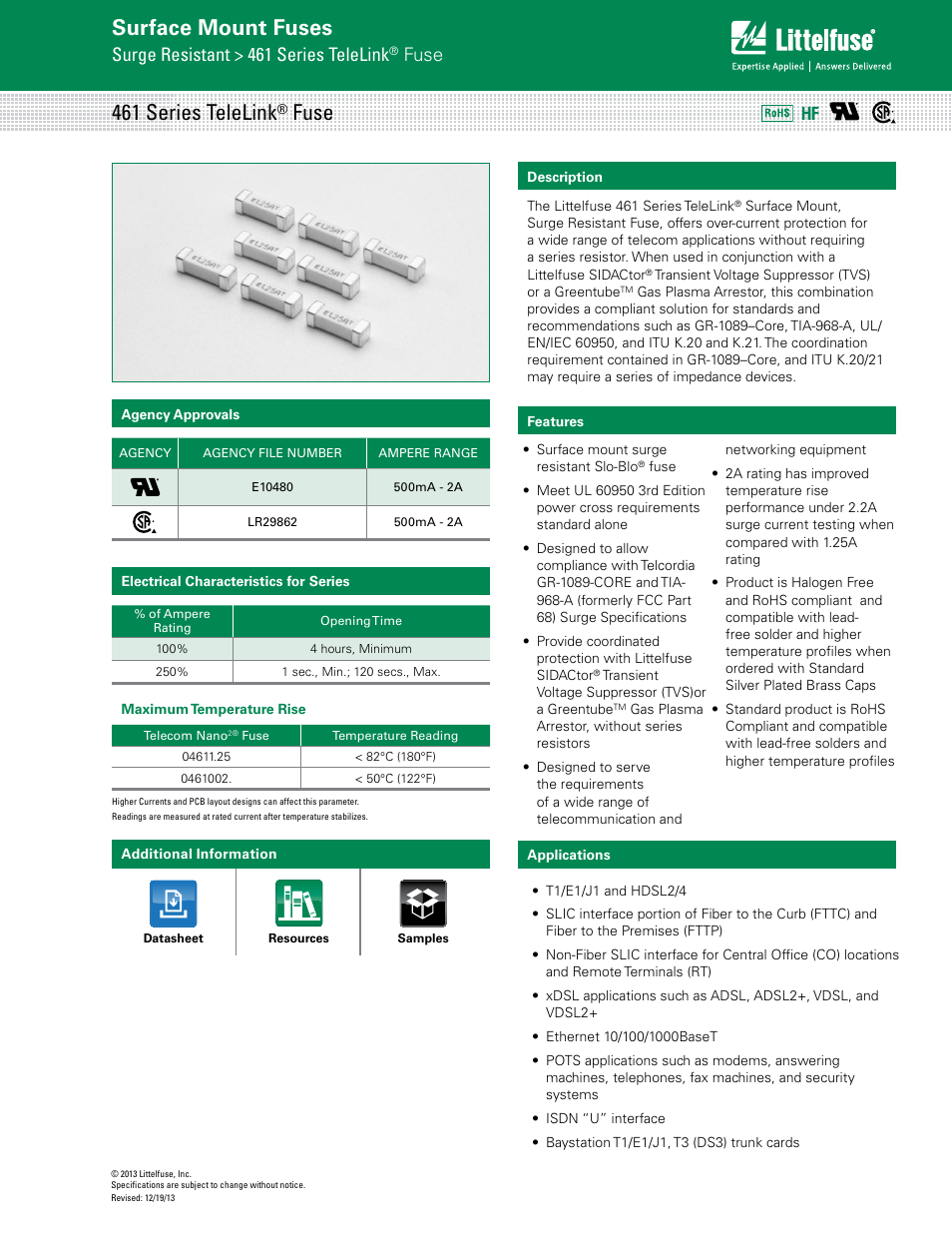 Littelfuse 461 Series User Manual | 4 pages